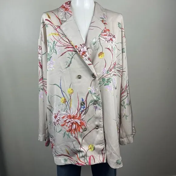 y2k style oversized H&M bohemian floral print kimono blazer size large - Picture 3 of 10